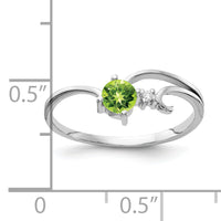 14k White Gold 4mm Peridot AA Diamond ring-X9705PE/AA