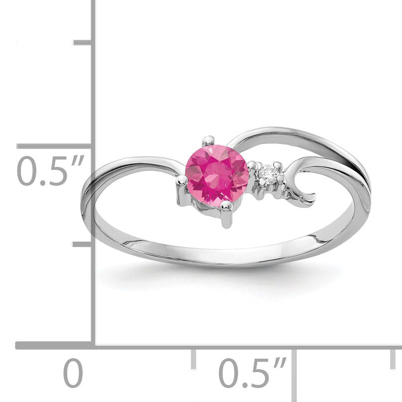14k White Gold 4mm Pink Tourmaline AA Diamond ring-X9705PT/AA