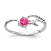 14k White Gold 4mm Pink Tourmaline AA Diamond ring-X9705PT/AA