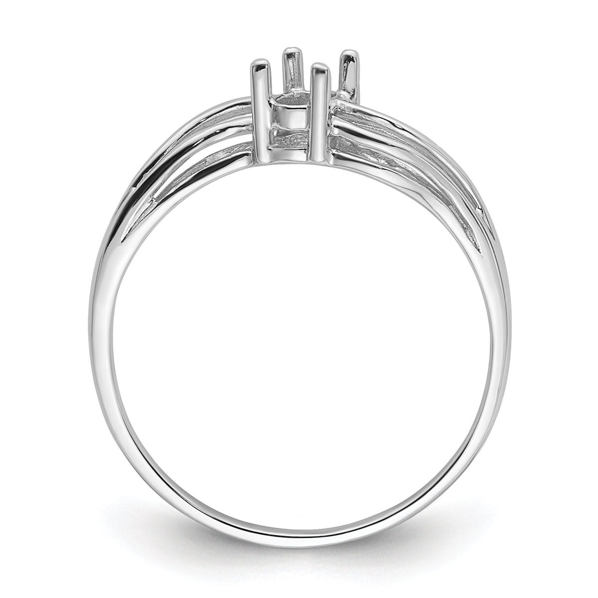 14k White Gold Polished 5x3 Oval Gemstone Wave Ring Mounting-X9707