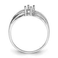 14k White Gold Polished 5x3 Oval Gemstone Wave Ring Mounting-X9707