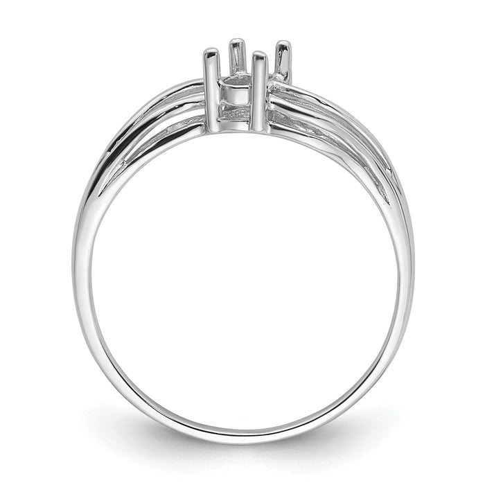 14k White Gold Polished 5x3 Oval Gemstone Wave Ring Mounting-X9707
