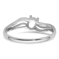 14k White Gold Polished 5x3 Oval Gemstone Wave Ring Mounting-X9707