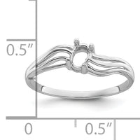 14k White Gold Polished 5x3 Oval Gemstone Wave Ring Mounting-X9707