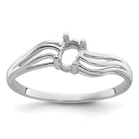 14k White Gold Polished 5x3 Oval Gemstone Wave Ring Mounting-X9707