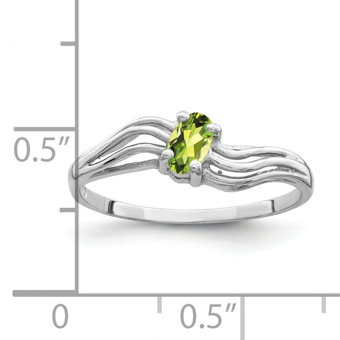 14k White Gold 5x3mm Oval Peridot ring-X9707PE