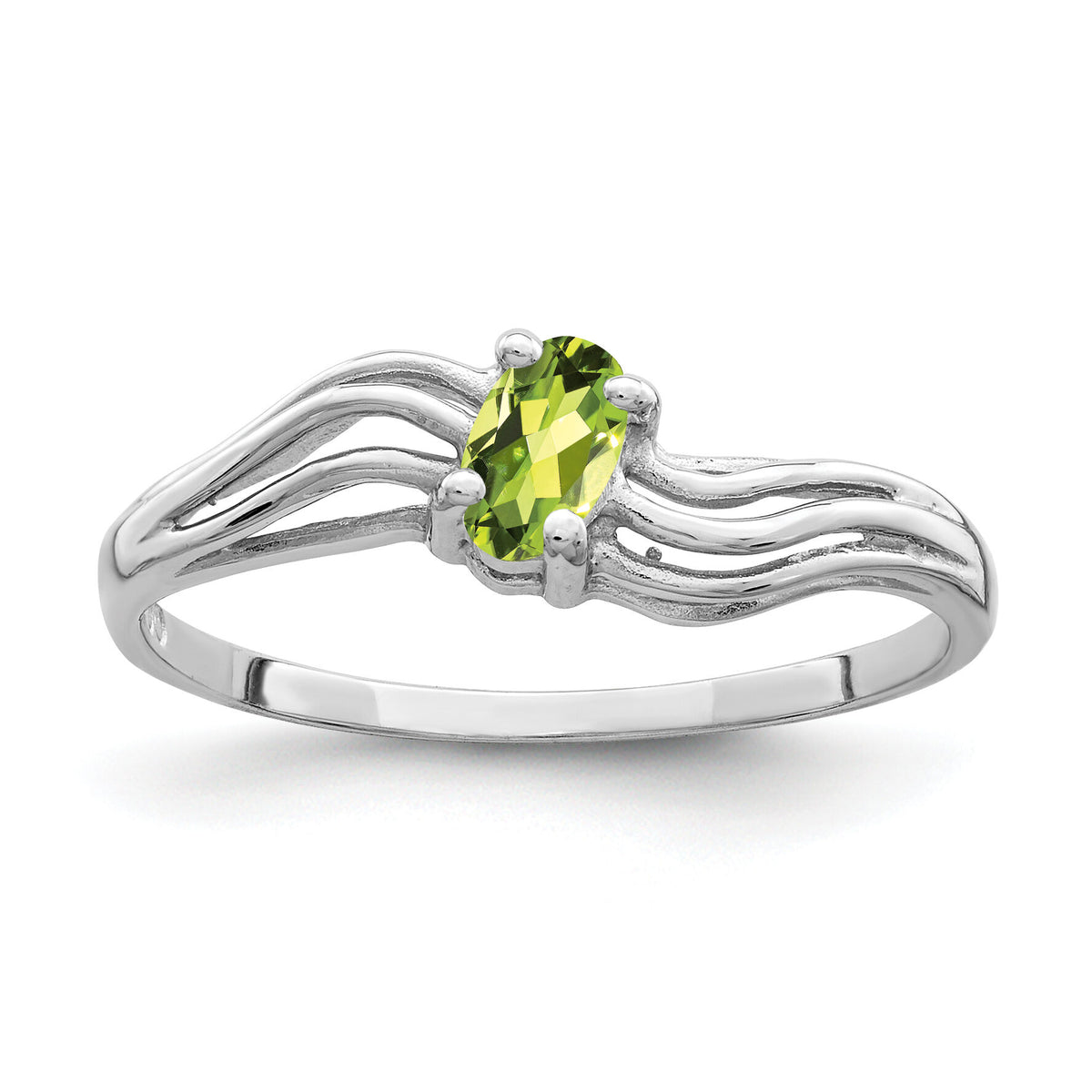 14k White Gold 5x3mm Oval Peridot ring-X9707PE