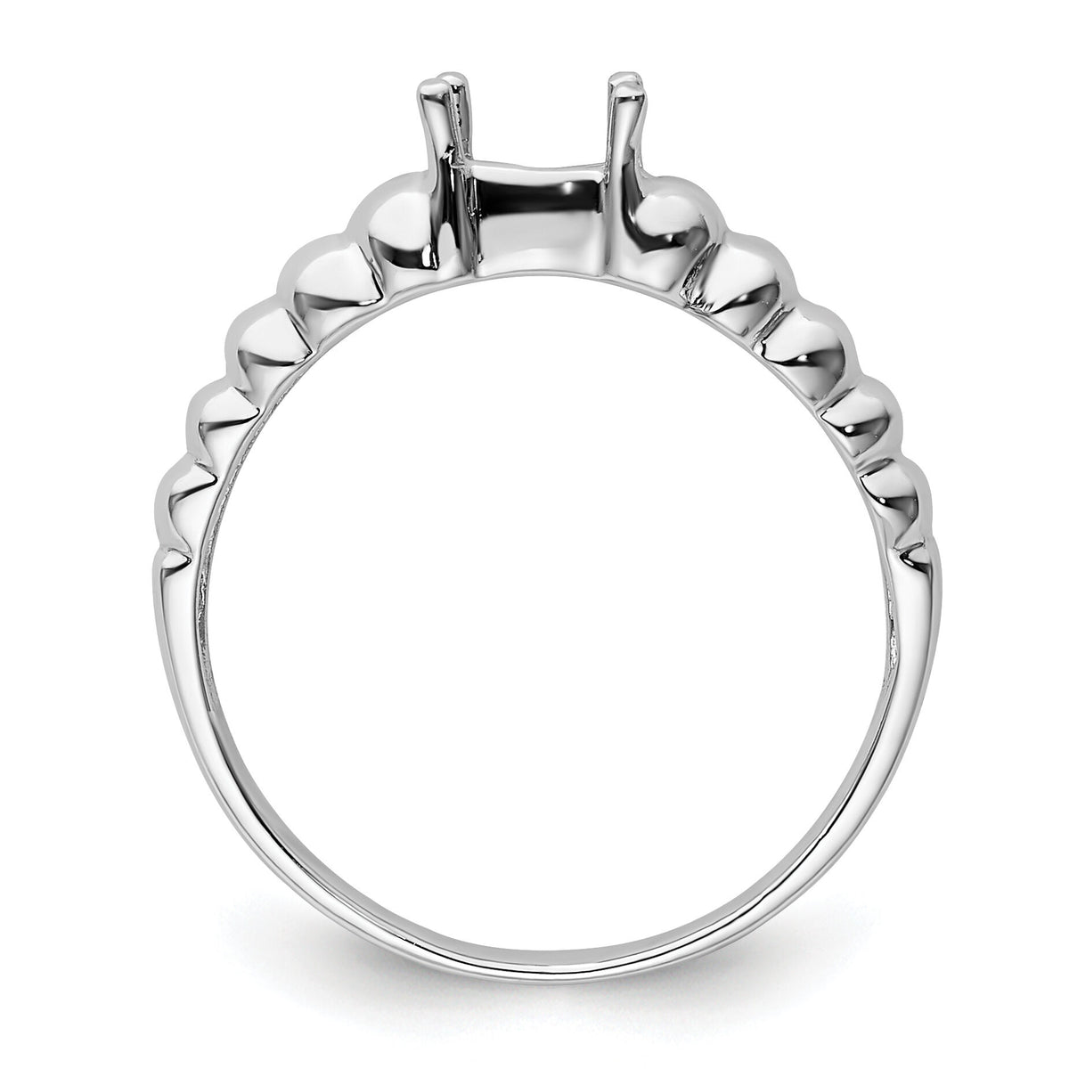 14k White Gold Polished 5x3 Oval Gemstone Ring Mounting-X9711