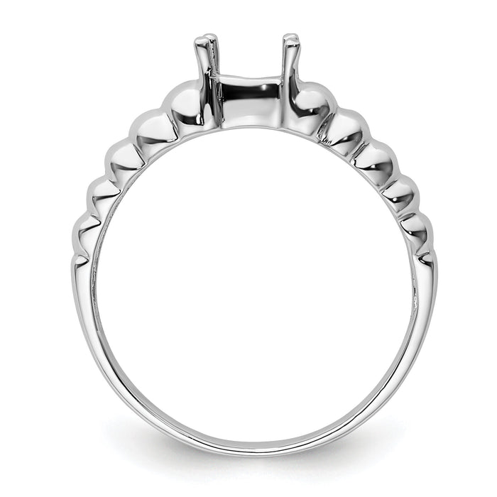 14k White Gold Polished 5x3 Oval Gemstone Ring Mounting-X9711