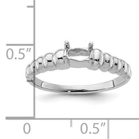 14k White Gold Polished 5x3 Oval Gemstone Ring Mounting-X9711