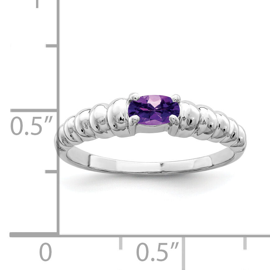 14k White Gold 5x3mm Oval Amethyst ring-X9711AM