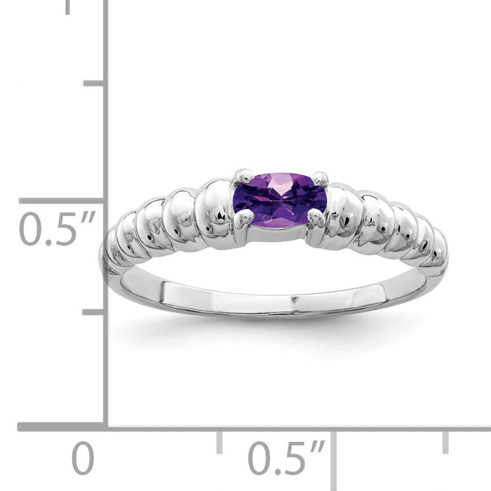 14k White Gold 5x3mm Oval Amethyst ring-X9711AM