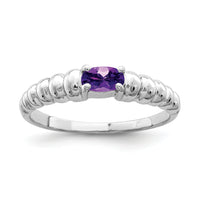 14k White Gold 5x3mm Oval Amethyst ring-X9711AM