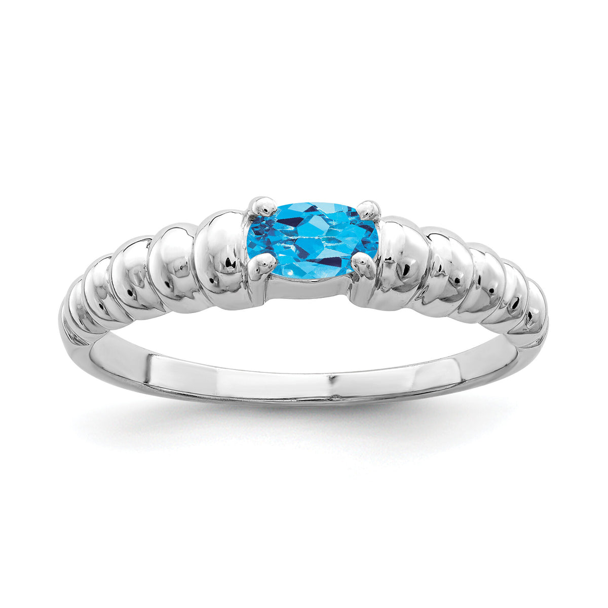 14k White Gold Blue Topaz Ring-X9711BT