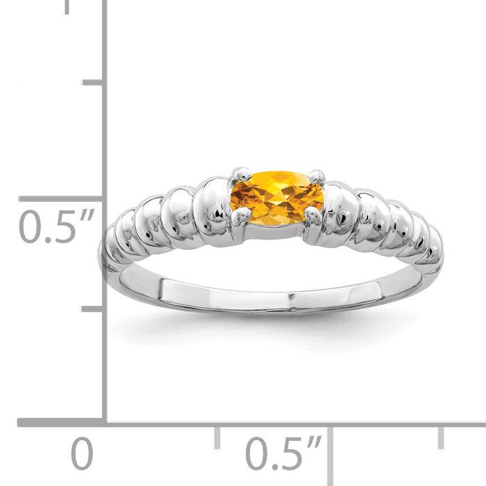 14k White Gold 5x3mm Oval Citrine ring-X9711CI