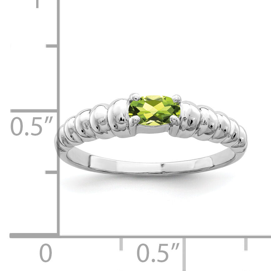 14k White Gold 5x3mm Oval Peridot ring-X9711PE