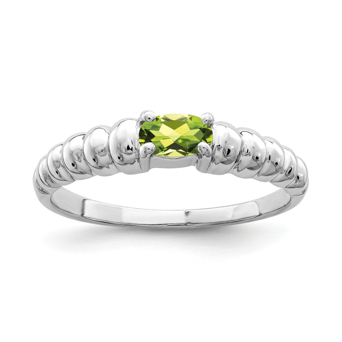14k White Gold 5x3mm Oval Peridot ring-X9711PE