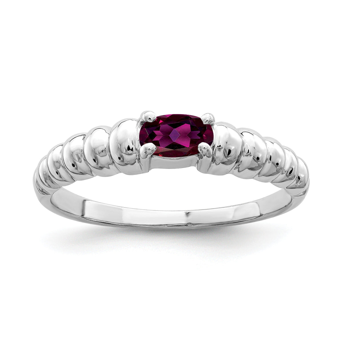 14k White Gold 5x3mm Oval Rhodolite Garnet ring-X9711RG