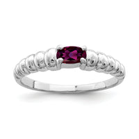 14k White Gold 5x3mm Oval Rhodolite Garnet ring-X9711RG