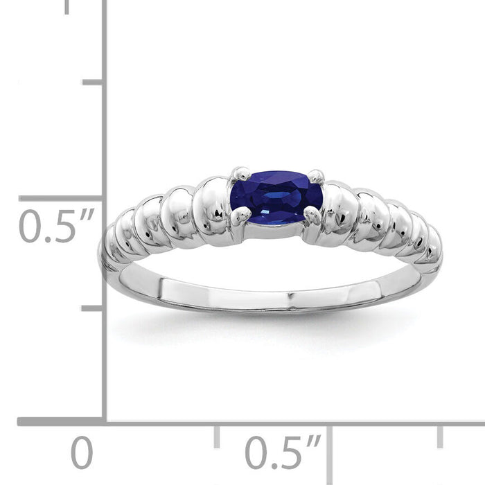 14k White Gold 5x3mm Oval Sapphire ring-X9711S