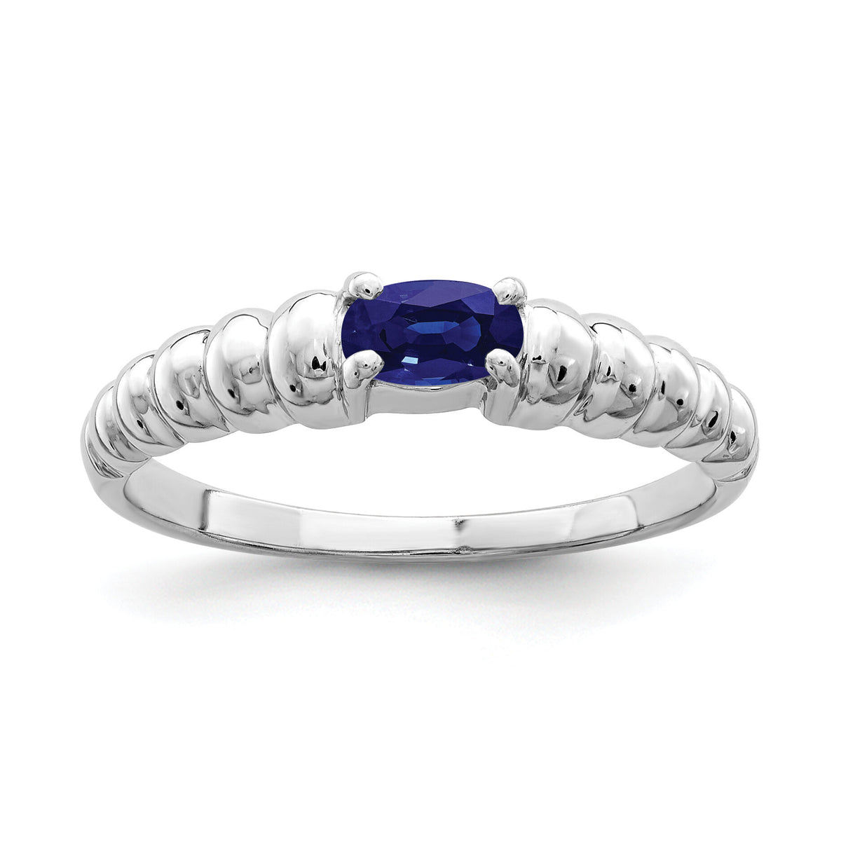 14k White Gold 5x3mm Oval Sapphire ring-X9711S