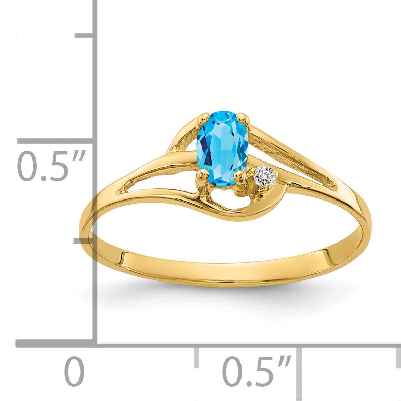 14k 5x3mm Oval Blue Topaz AA Diamond ring-X9712BT/AA