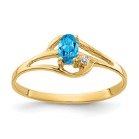 14k 5x3mm Oval Blue Topaz AA Diamond ring-X9712BT/AA