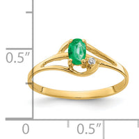 14k 5x3mm Oval Emerald AA Diamond ring-X9712E/AA