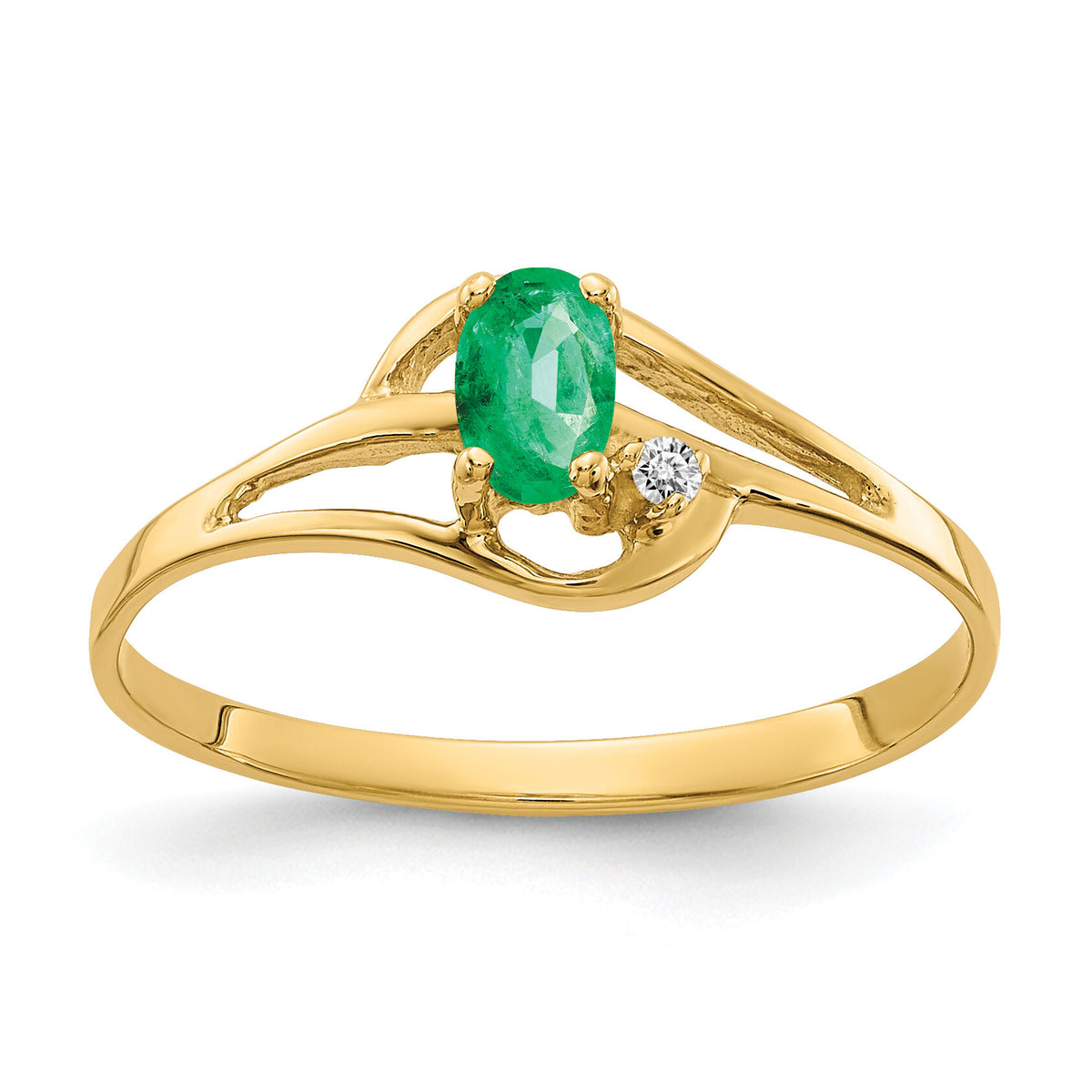 14k 5x3mm Oval Emerald AA Diamond ring-X9712E/AA