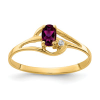 14k 5x3mm Oval Rhodolite Garnet AA Diamond ring-X9712RG/AA