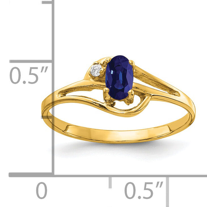 14k 5x3mm Oval Sapphire AA Diamond ring-X9712S/AA