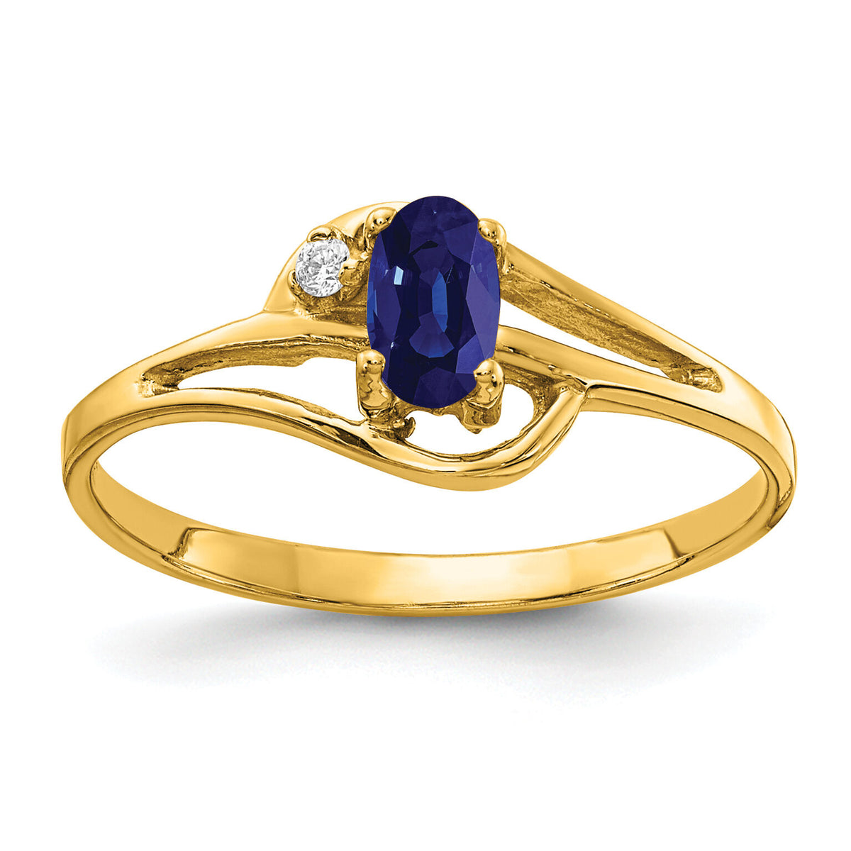 14k 5x3mm Oval Sapphire AA Diamond ring-X9712S/AA