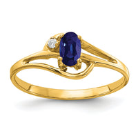 14k 5x3mm Oval Sapphire AA Diamond ring-X9712S/AA