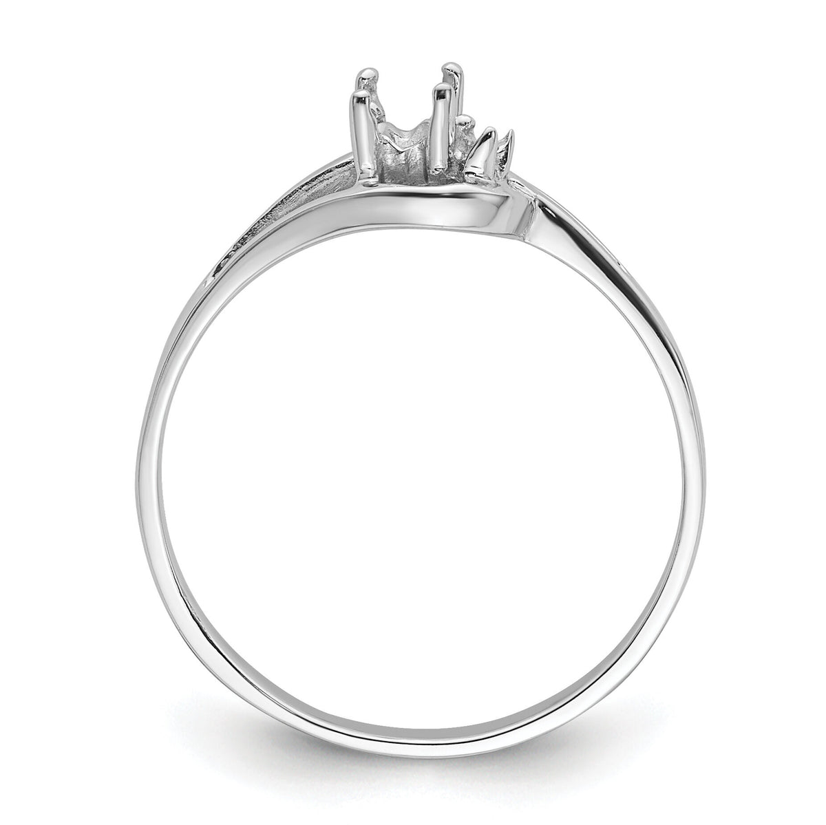 14k White Gold Polished .01ct. Diamond & 5x3 Oval Gemstone Ring Mounting-X9713