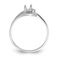 14k White Gold Polished .01ct. Diamond & 5x3 Oval Gemstone Ring Mounting-X9713