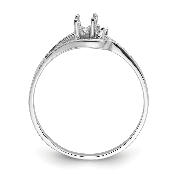 14k White Gold Polished .01ct. Diamond & 5x3 Oval Gemstone Ring Mounting-X9713