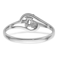 14k White Gold Polished .01ct. Diamond & 5x3 Oval Gemstone Ring Mounting-X9713