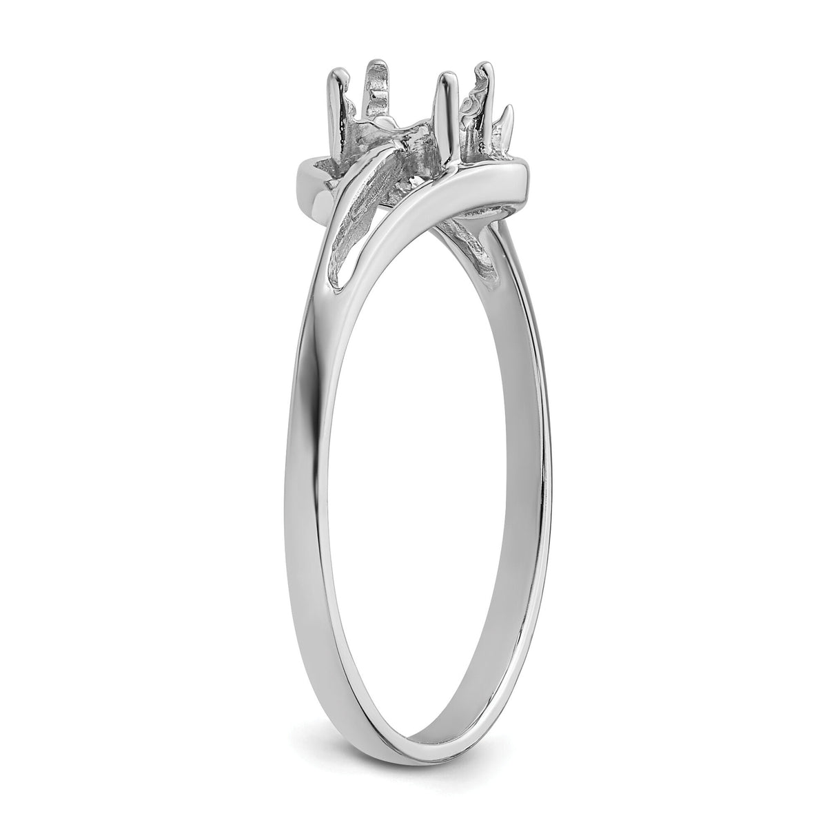 14k White Gold Polished .01ct. Diamond & 5x3 Oval Gemstone Ring Mounting-X9713