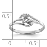 14k White Gold Polished .01ct. Diamond & 5x3 Oval Gemstone Ring Mounting-X9713