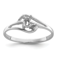 14k White Gold Polished .01ct. Diamond & 5x3 Oval Gemstone Ring Mounting-X9713