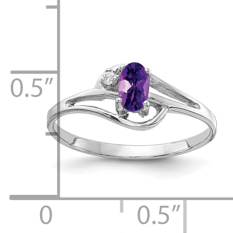 14k White Gold 5x3mm Oval Amethyst AA Diamond ring-X9713AM/AA