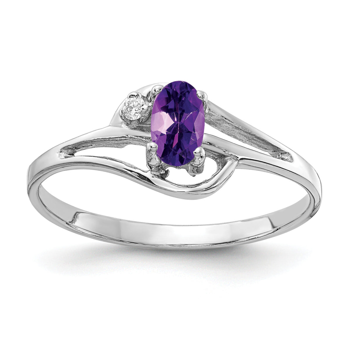 14k White Gold 5x3mm Oval Amethyst AA Diamond ring-X9713AM/AA