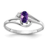 14k White Gold 5x3mm Oval Amethyst AA Diamond ring-X9713AM/AA