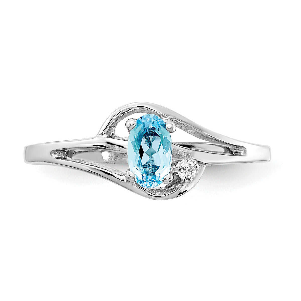 14k White Gold Blue Topaz Diamond Ring-X9713BT/AA