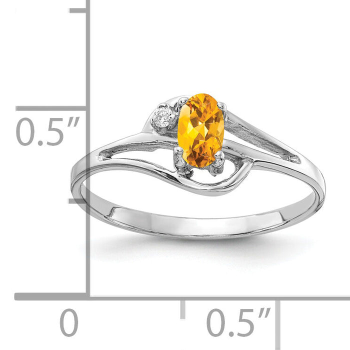 14k White Gold 5x3mm Oval Citrine AA Diamond ring-X9713CI/AA