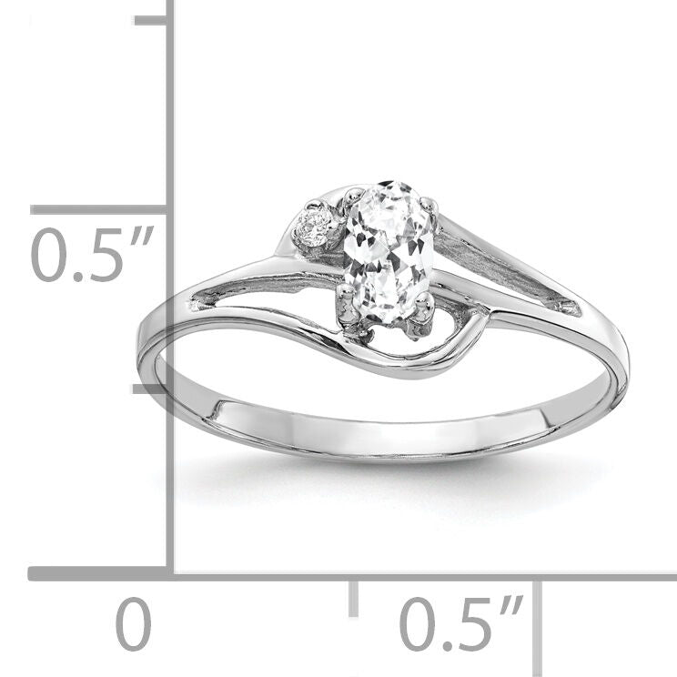 14k White Gold 5x3mm Oval Cubic Zirconia AA Diamond ring-X9713CZ/AA