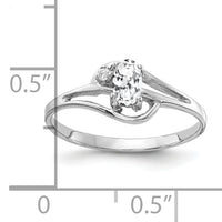14k White Gold 5x3mm Oval Cubic Zirconia AA Diamond ring-X9713CZ/AA