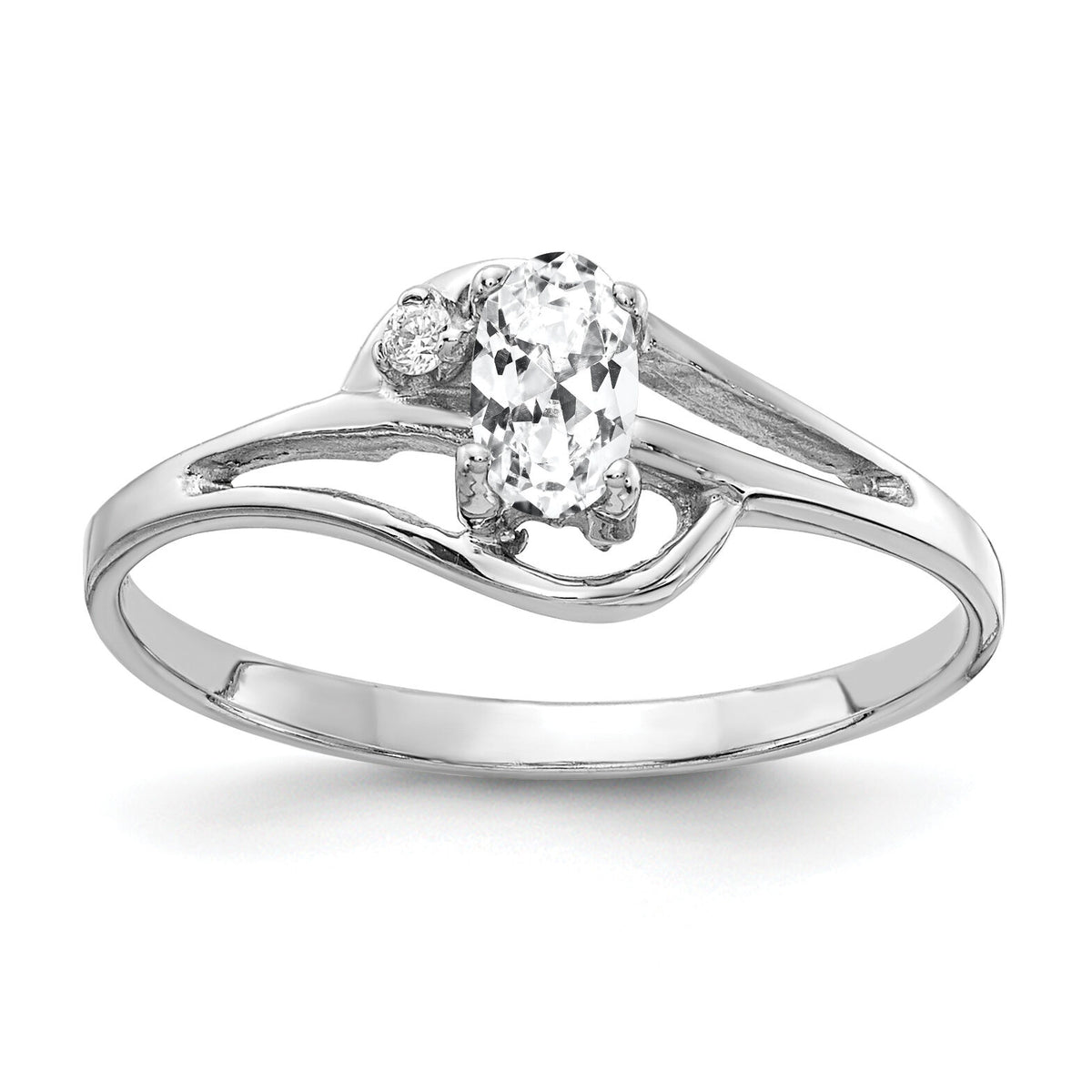 14k White Gold 5x3mm Oval Cubic Zirconia AA Diamond ring-X9713CZ/AA