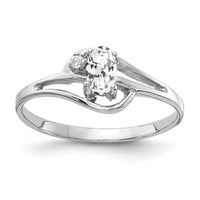 14k White Gold 5x3mm Oval Cubic Zirconia AA Diamond ring-X9713CZ/AA