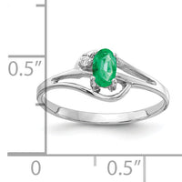 14k White Gold 5x3mm Oval Emerald AA Diamond ring-X9713E/AA